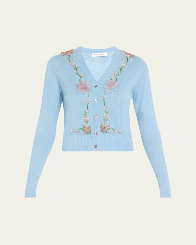 Floral Embroidered V-Neck Cardigan